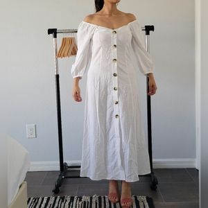 White Button Maxi Dress